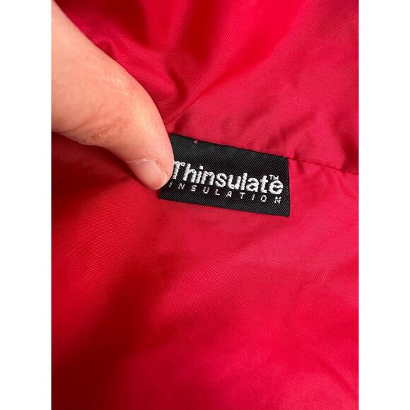 L.L BEAN Jacket Unisex Kids M 10-12 Red Quilted Fleece Pockets - Picture 8 of 11